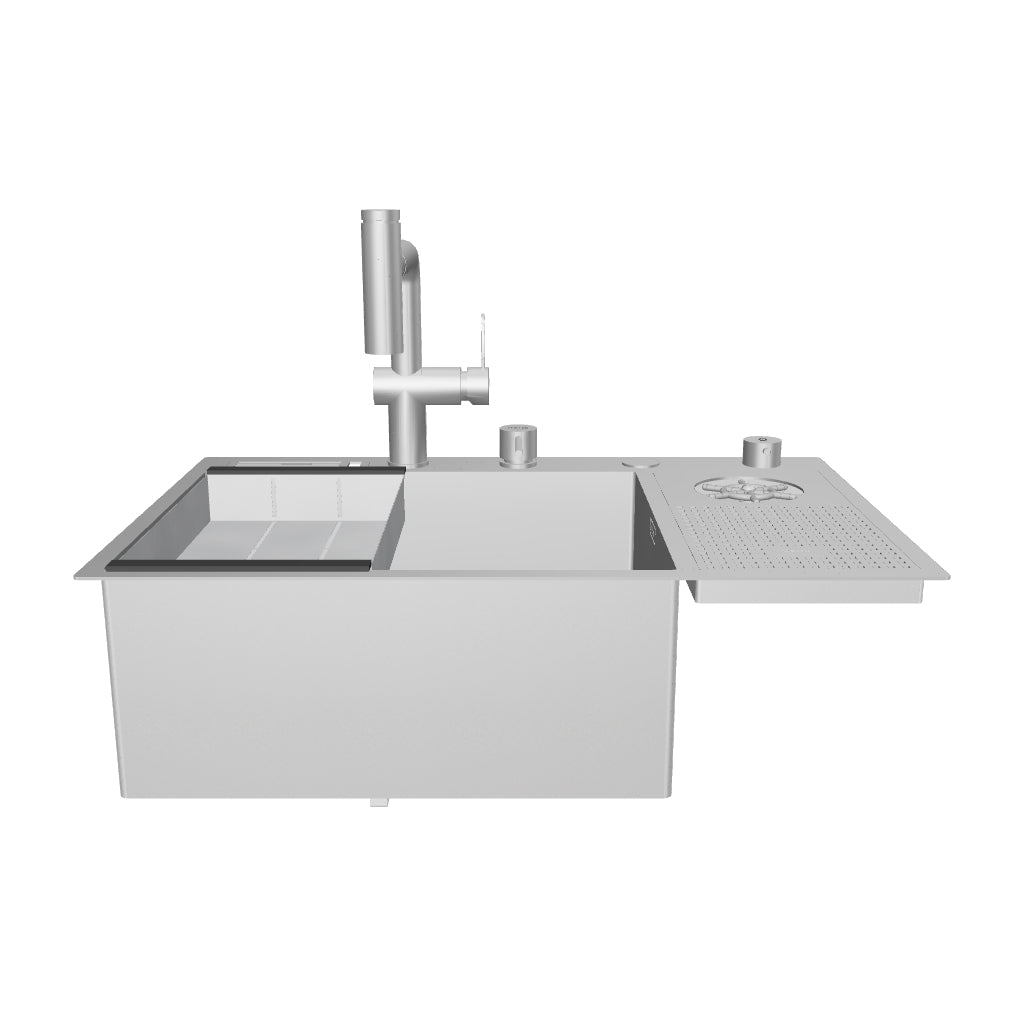 Tarja de Cocina 76 cm Una Tina Acabado Oxford PVD cepillado con Sistema de enjuague HEIM | HEIM HK 76 NS-2