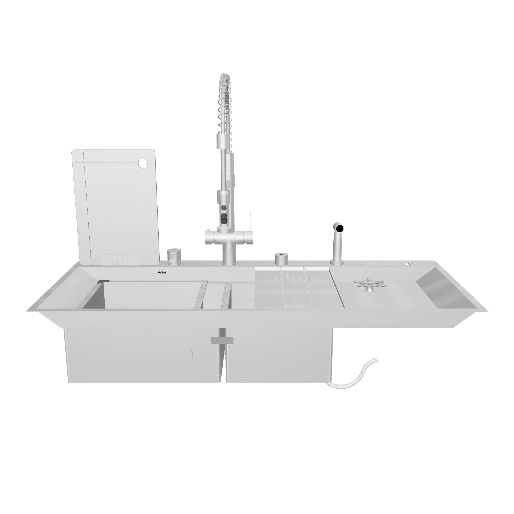 Tarja de Cocina 120 cm Dos Tinas acabado cepillado con Sistema de enjuague HEIM | HEIM HK 120 AS