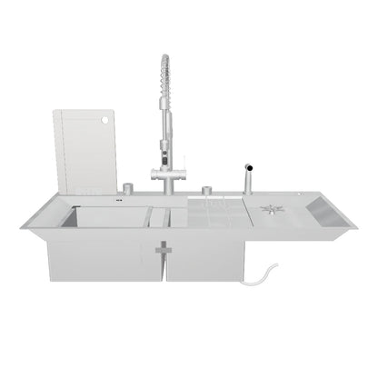 Tarja de Cocina 120 cm Dos Tinas acabado cepillado con Sistema de enjuague HEIM | HEIM HK 120 AS
