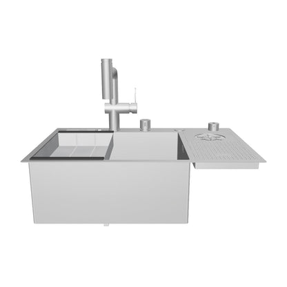 Tarja de Cocina 76 cm Una Tina Acabado Oxford PVD cepillado con Sistema de enjuague HEIM | HEIM HK 76 NS-2